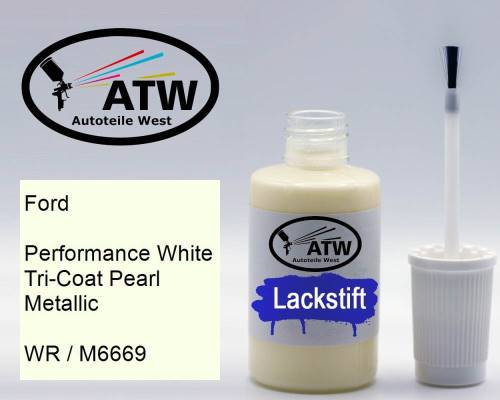Ford, Performance White Tricoat Pearl Metallic, WR / M6669: 20ml Lackstift, von ATW Autoteile West.
